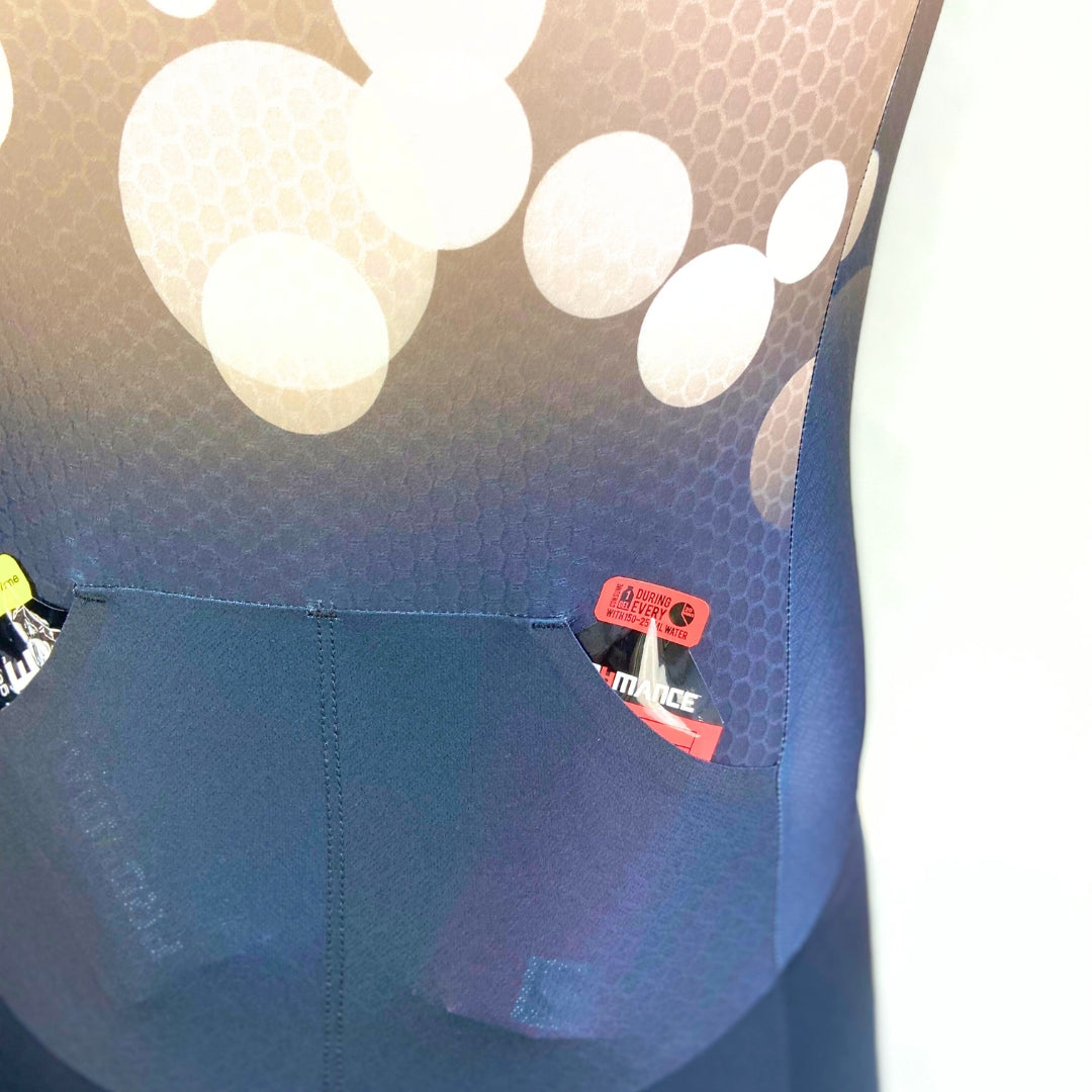 Close-up of a Tri suit pockets on a white background
